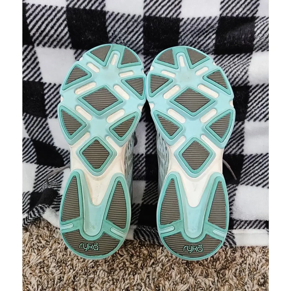 Ryka Devotion Plus 2 Womens Size 8.5 Gray Aqua Walking Athletic Shoes Sneakers